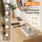 6 FT Surge Protector Power Strip with 6 USB, 16 Outlets, 2400J