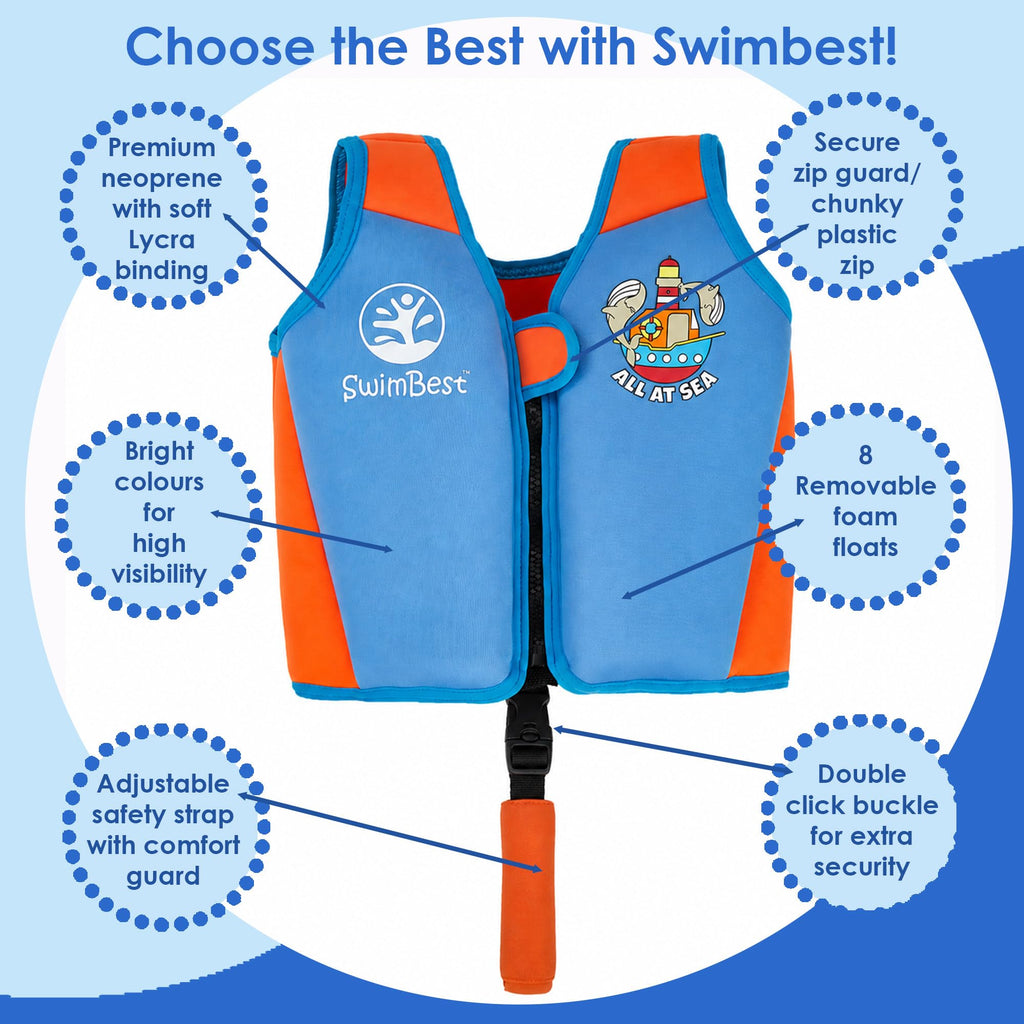 SwimBest Swim Vest - For Baby, Toddler & Kids. Adjustable Buoyancy Swim Jacket, ideal for pools/beaches/holidays & Learning to Swim