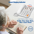 Vtech SA3100 Corded Senior Phone for Elderly with High-Contrast Large Buttons,Multilingual Talking Digits,Visual Ringer,Speed Dial,Speakerphone,No AC Power,Earpiece and Speakerphone Volume Control