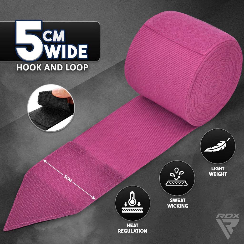 RDX Boxing Hand Wraps 4.5M / 180 Inches – Mexican Style Semi-Elastic MMA Inner Gloves - Wrist Support for Muay Thai, Kickboxing, BJJ, Karate - Thumb Loop & Hook and Loop Closure - Cotton & Nylon Blend