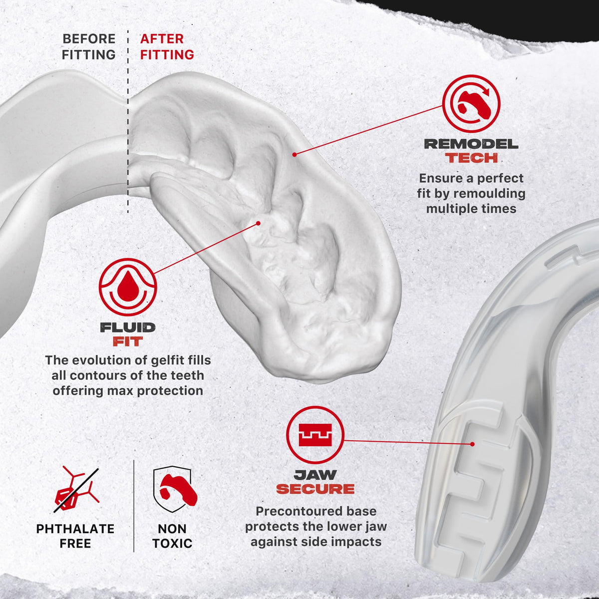 SAFEJAWZ Mouth Guard, Adult & Junior Dual Layer Gum Shield with Case