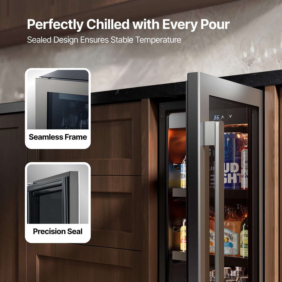 Ca'Lefort 48 Inch Wine & Beverage Refrigerator, 200 Can and 46 Bottle