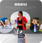 Roe Tenpo Sports Water Bottle with Straw and Time Marking, and 32OZ Capacity - Motivational and Eco-Friendly BPA-Free Bottle for Running, Gym, Yoga, Outdoors, and Camping (Style-1, Black)