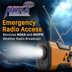 FosPower NOAA Emergency Weather Radio A1 7400mWh Solar Hand Crank (Orange)