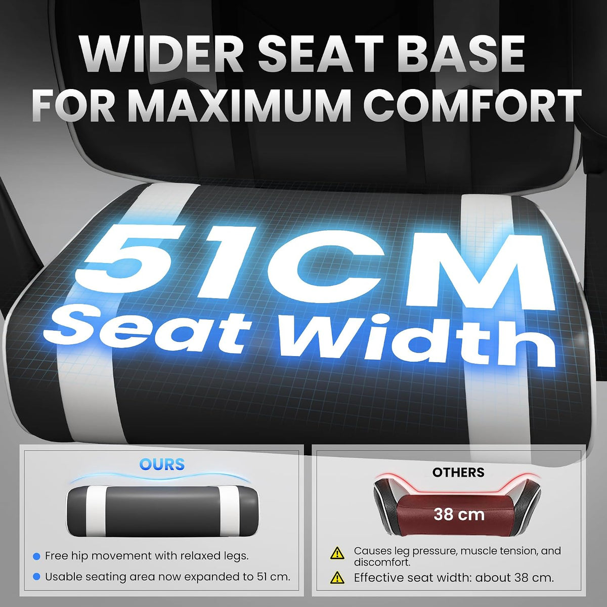 Gaming Chair for Adults, Upgraded Ergonomic Gamer Chair, Arctic Black