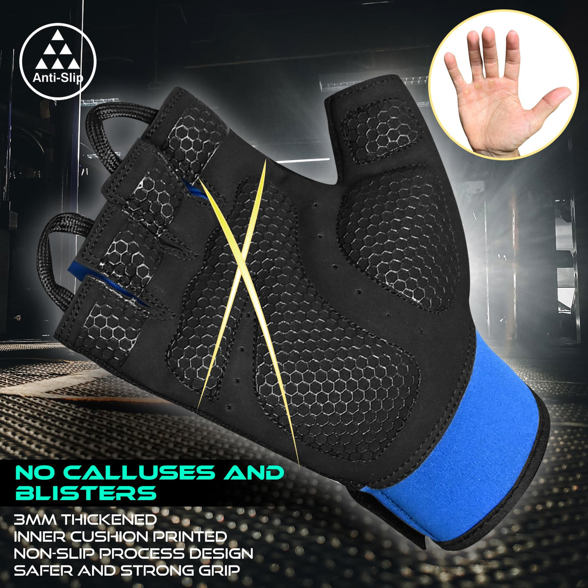 BEAST RAGE Gym Gloves Weight lifting Gloves Training Anti Slip Padded Palm Half Finger Powerlifting Workout Exercise Gloves for Men and Women
