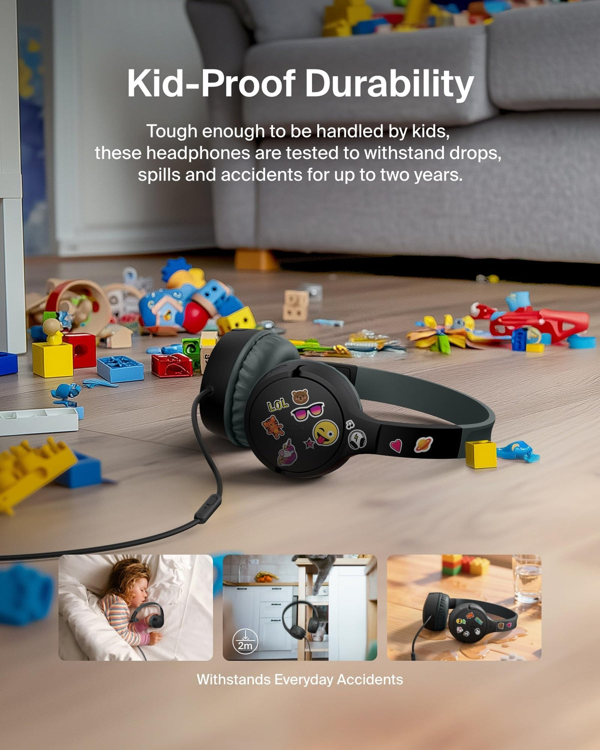 Belkin SoundForm Mini Kids Headphones, Wireless & Wired, 30H Playtime, Case