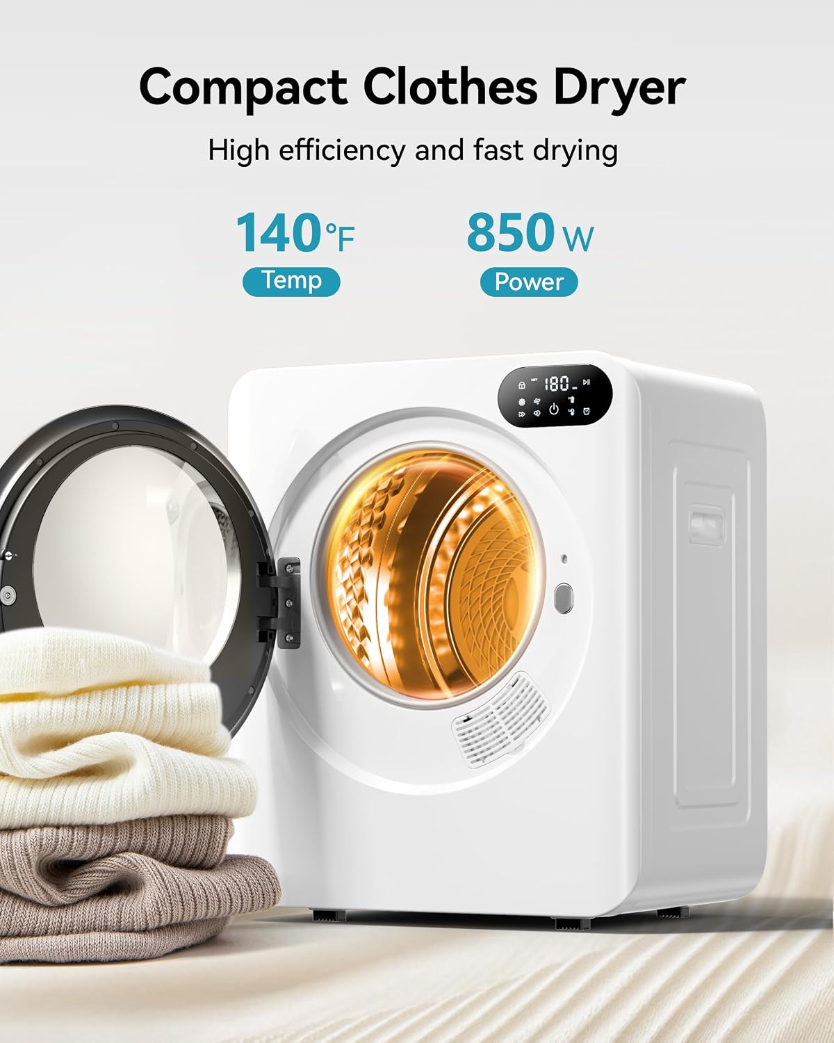 1.5 Cu. Ft. Protable Clothes Dryers with LED Control