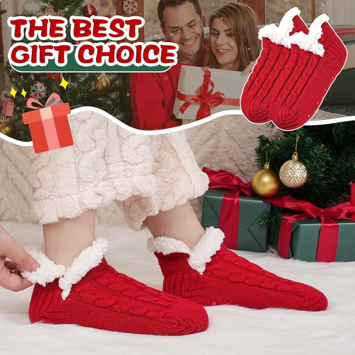 Niorasen Fluffy Slipper Socks Women Men, Winter Gift for Her, UK 4-9