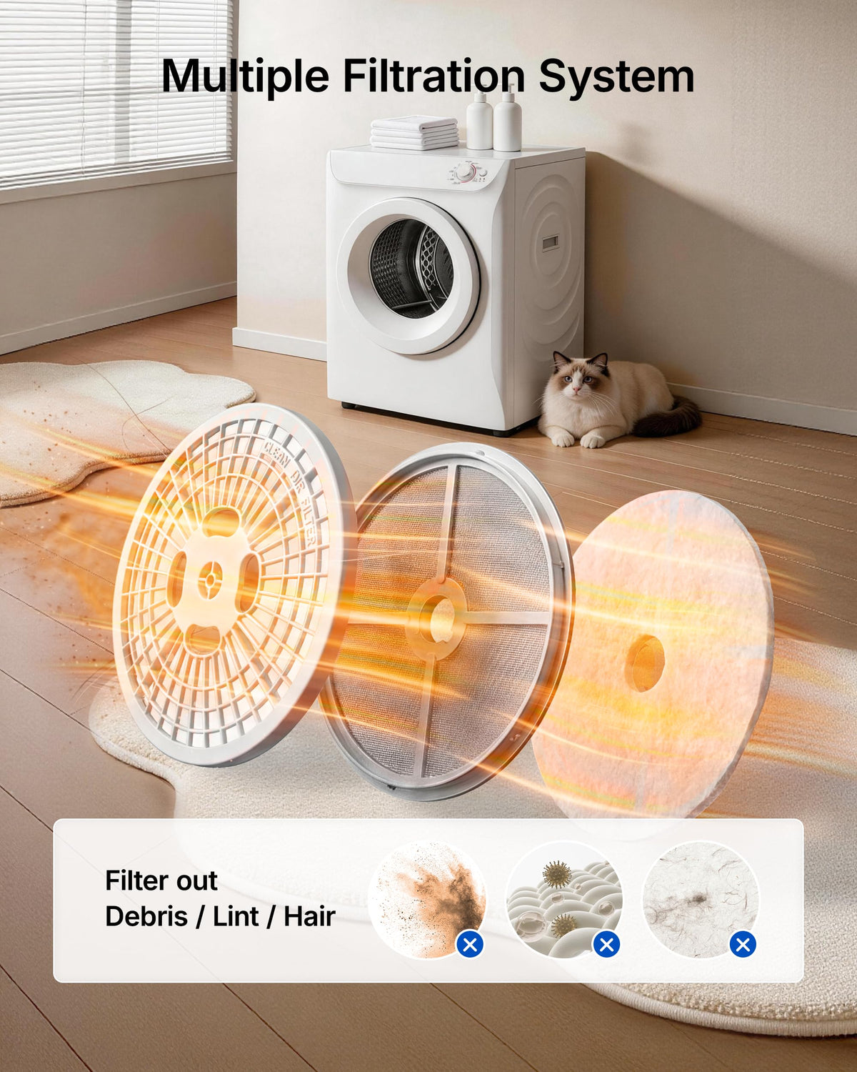 1.5 Cu. Ft. Protable Clothes Dryers with LED Control