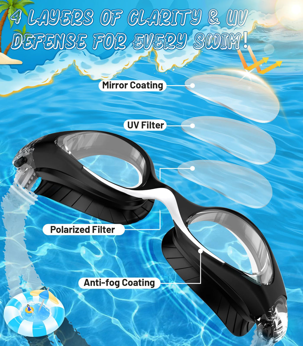 Kids Swimming Goggles for Boys & Girls Aged 6-14, Anti-Fog