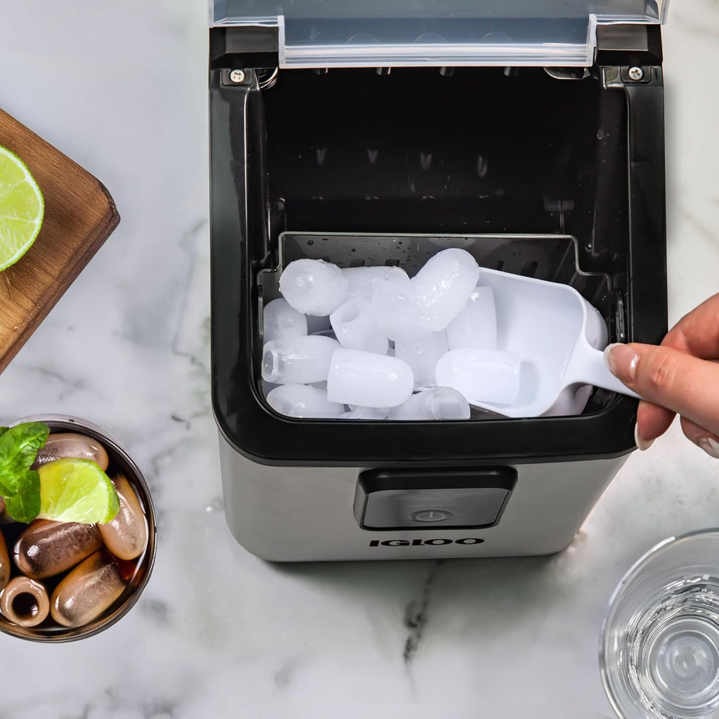 Igloo Ice Maker Countertop, Portable Ice Maker with Handle, 26lbs, Black