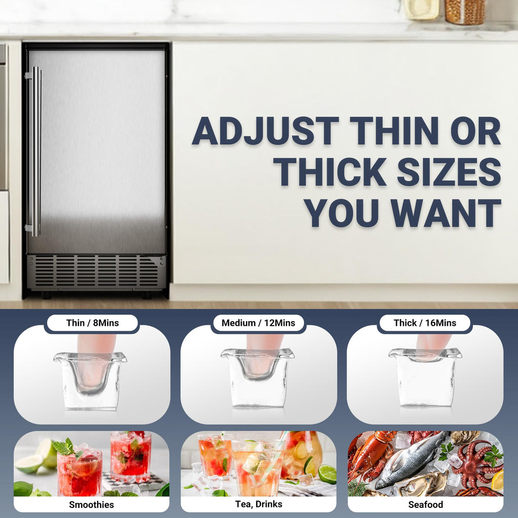 EUHOMY Nugget Ice Maker Countertop with Handle, Max 40lbs Daily Sonic Ice