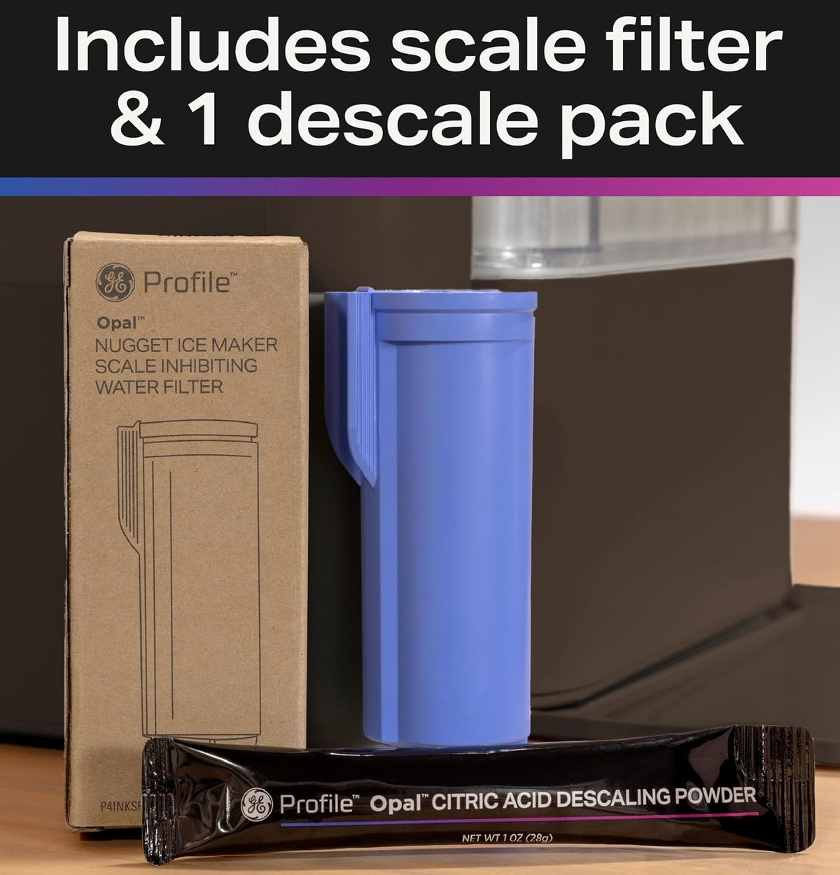 GE Profile Opal Ultra, Countertop Nugget Ice Maker, 1 Gal XL Side Tank, *Amazon Exclusive*, 38 lbs/Day, Pebble Pellet Crushed Ice Machine, WiFi Stainless Steel