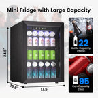 Feelfunn 2.6CuFt Beverage Refrigerator, 95 Can Mini Fridge with Glass Door