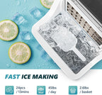 EUHOMY Ice Cube Maker Machine Countertop, 45Lbs/Day, 24Pcs Cubes/13 Mins