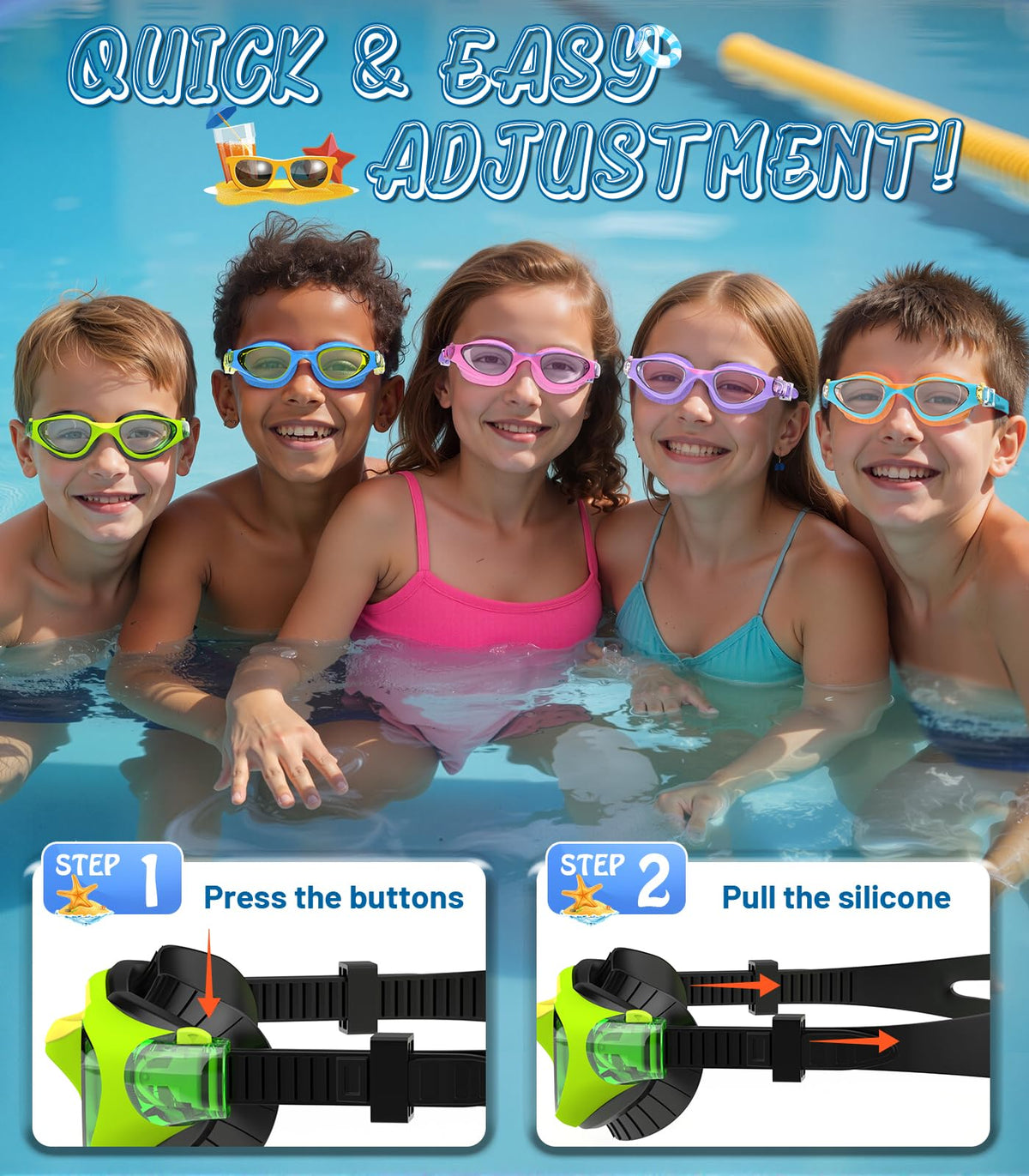 Kids Swimming Goggles for Boys & Girls Aged 6-14, Anti-Fog