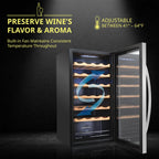 SCHMÉCKÉ 12 Bottle Compressor Wine Cooler Refrigerator w/Lock - Large Freestanding Wine Cellar For Red, White, Champagne or Sparkling Wine - 41f-64f Digital Temperature Control Fridge Stainless Steel