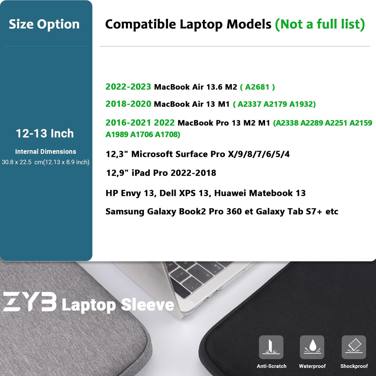 ZYB Laptop Sleeve 14 Inch, Waterproof Shockproof 14 Inch Laptop Case for 14" Notebook Lenovo Thinkpad IdeaPad, MacBook Air 15.3 2026-2023 M5 M4 M3 M2, 14" HP Dell Acer Chromebook Mac Pro 15-Black
