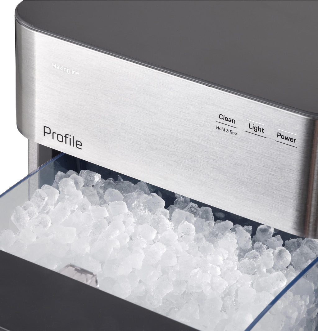 GE Profile Opal 2.0 Ultra Nugget Ice Maker with Scale Inhibiting Filter, Scoop Included, 38 lbs in 24 Hours, Pellet Ice Machine with WiFi & Smart Connected, Stone White