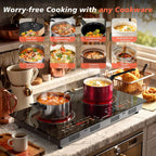 2 Burner Electric Cooktop 110V, 2000W, 24" Countertop & Built-in