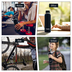 Exllena Insulated Black Water Bottles 750ml with Clip, Double Wall Vacuum Drinks Bottle Keeps Drinks Cold 24 Hrs/Hot 12 Hrs, Stainless Steel Water Bottle BPA Free