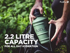 Fuel24 Stainless Steel Jug - 1.3 or 2.2 Litre Water Bottle - Extra Strong, BPA Free, Leak Proof - Large Gym Sports Bottle, 1.3L, 2.2L, Metal Bottle - Colour Options