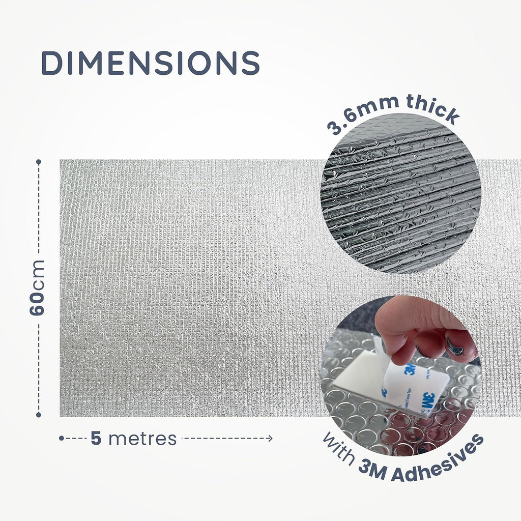 CUQOO Radiator Foil Reflector Roll 5m x 60cm | Thermal Insulation Foil