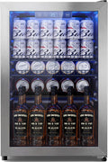 2.5 Cu.Ft Beverage Fridge, Glass Door Mini Fridge, Silver, 96 Can