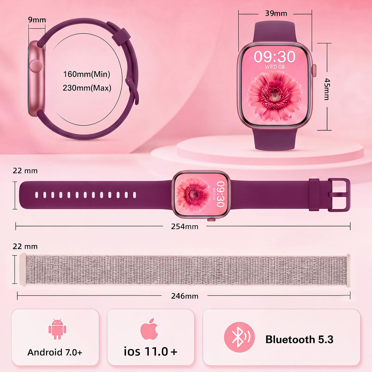 Smart Watch for Women, Bluetooth Answer/Make Calls, 1.83"HD Screen