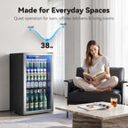 130 Can Beverage Refrigerator, 3.2 Cu.ft Fridge, Glass Door