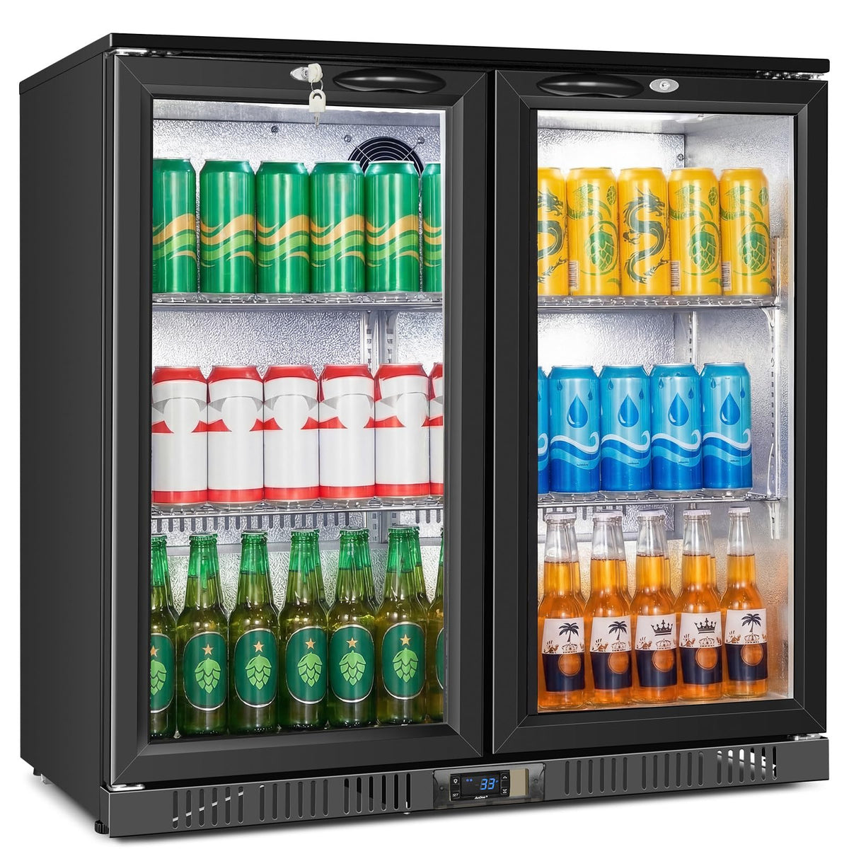 Commercial Cake Display Refrigerator, 78L Countertop Glass Cooler with LED Light, 32-53.6°F Digital Thermostat, Frost-Free Pastry Showcase for 11" Cake, Tempered Glass & Rear Door for Bakery/Cafe/Home