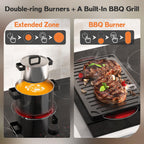 2 Burner Electric Cooktop 110V, 2000W, 24" Countertop & Built-in