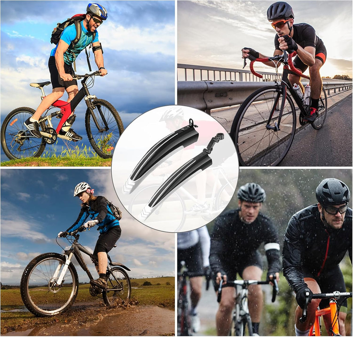 Bike Mudguard Set, Portable Adjustable Road Mountain Bike Bicycle Cycling Tires Front and Rear Mud Guard Fenders for MTB Mountain Road Bike