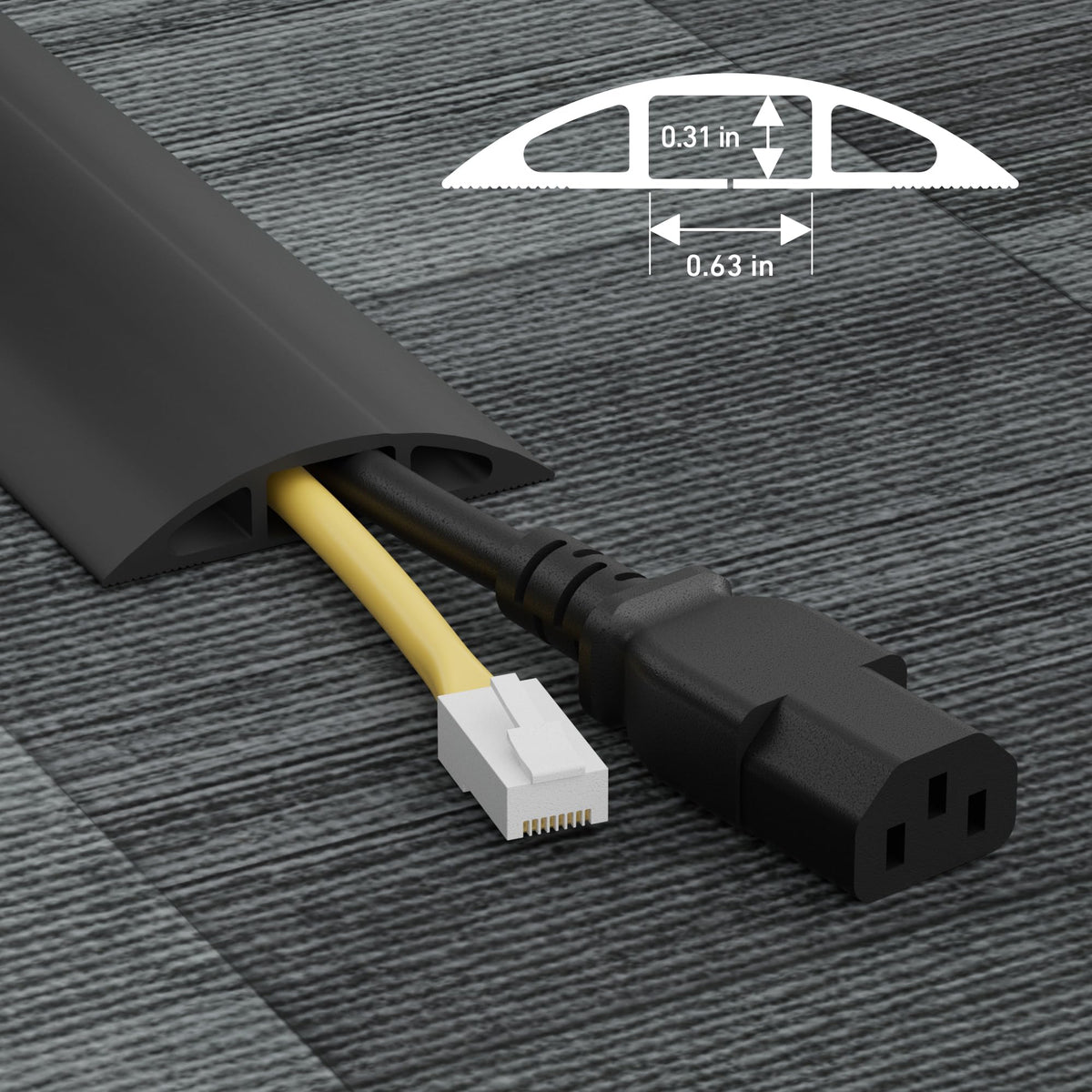 D-Line 6ft Floor Cord Cover, Cable Protector, Hide Extension Cords, Protect Cords, Prevent Cable Trips, Heavy Duty Cord Hider - Cable Cavity = 0.63" (W) x 0.31" (H) - Beige