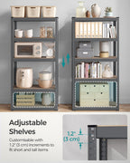 SONGMICS 5-Tier Heavy-Duty Shelving Units, Set of 2, Boltless Assembly