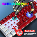 Snpurdiri 60% Wired Mechanical Gaming Keyboard, Ice Blue LED Backlit 61 Keys Mini Wired Office Keyboard for Windows Laptop PC Mac (Black-White, Red Switches)