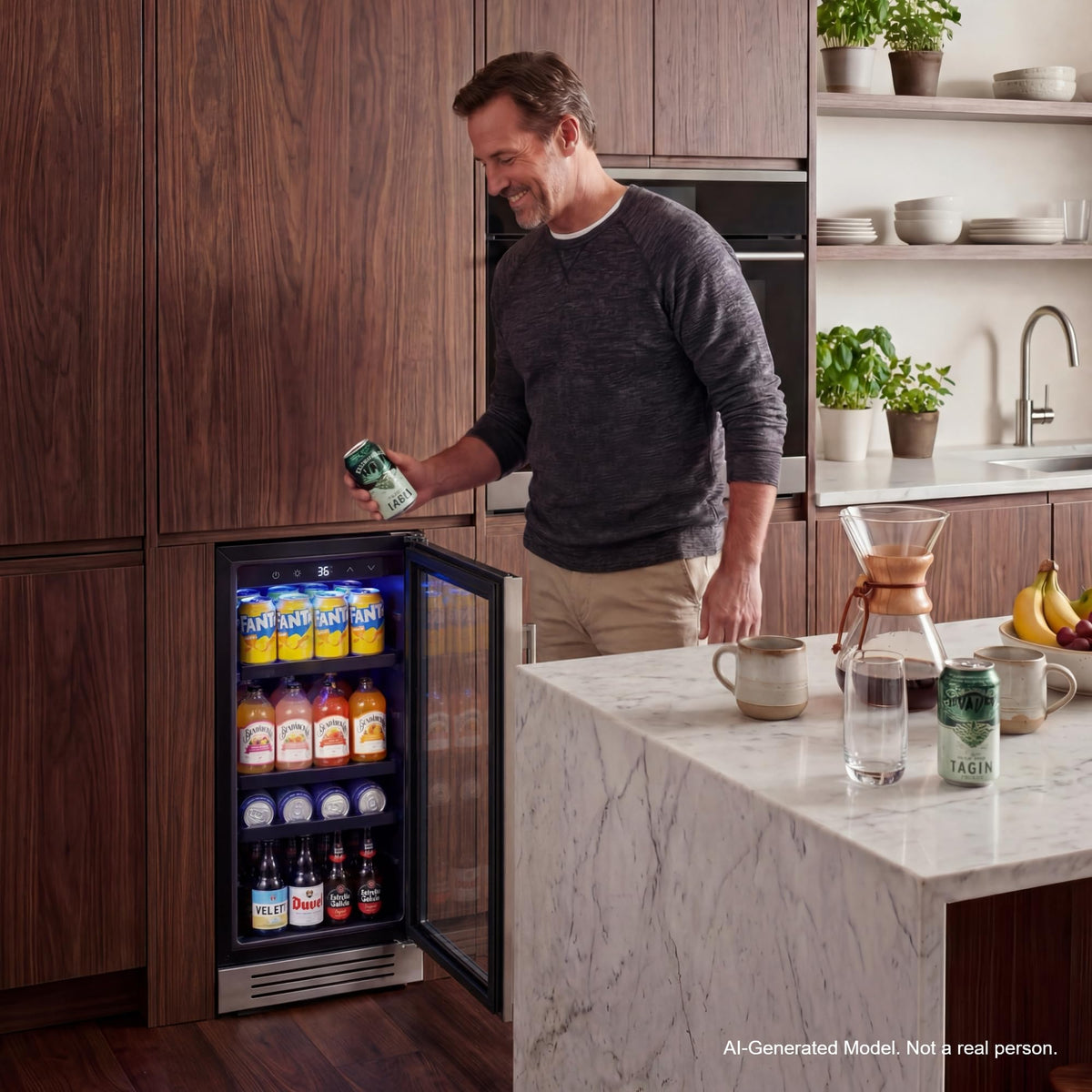 Yeego Beverage Refrigerator - 24 inch 180 Cans Beer Cooler with Glass Door