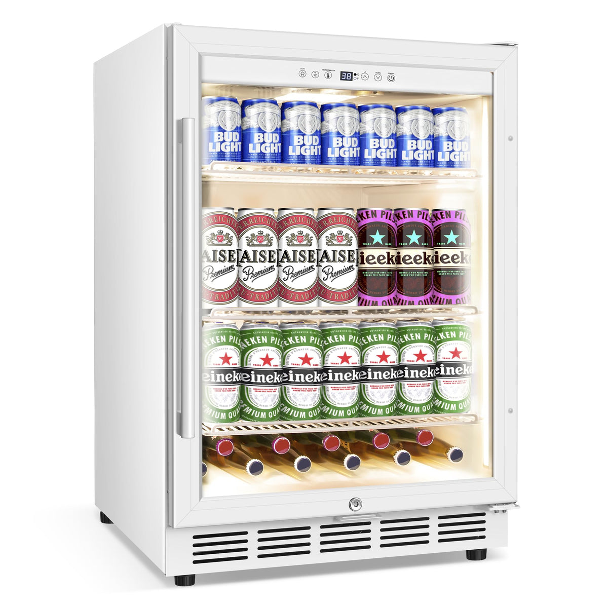 Commercial Cake Display Refrigerator, 78L Countertop Glass Cooler with LED Light, 32-53.6°F Digital Thermostat, Frost-Free Pastry Showcase for 11" Cake, Tempered Glass & Rear Door for Bakery/Cafe/Home