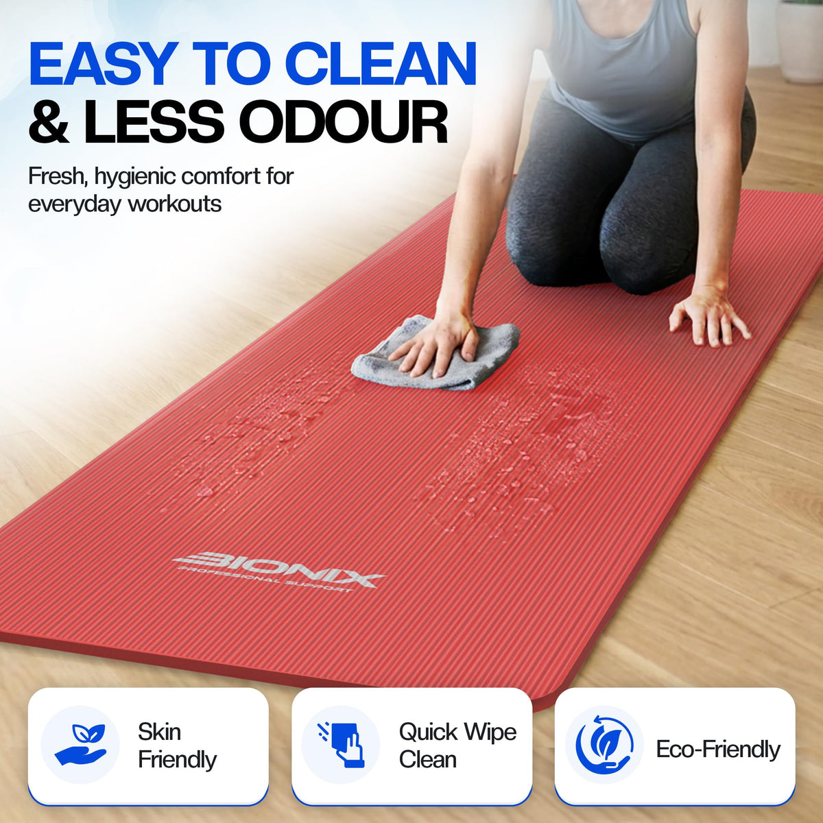 Bionix Yoga Mat For Women Men, Thick Pilates Exercise Mat, Home Gym Fitness