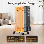 VonHaus Oil Filled Radiator 11 Fins – 2500W, 3 Heat Settings, 24 Hour Timer
