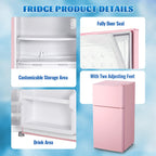DEMULLER 45L Personal Double‑Door Mini Fridge With Freezer, Blue