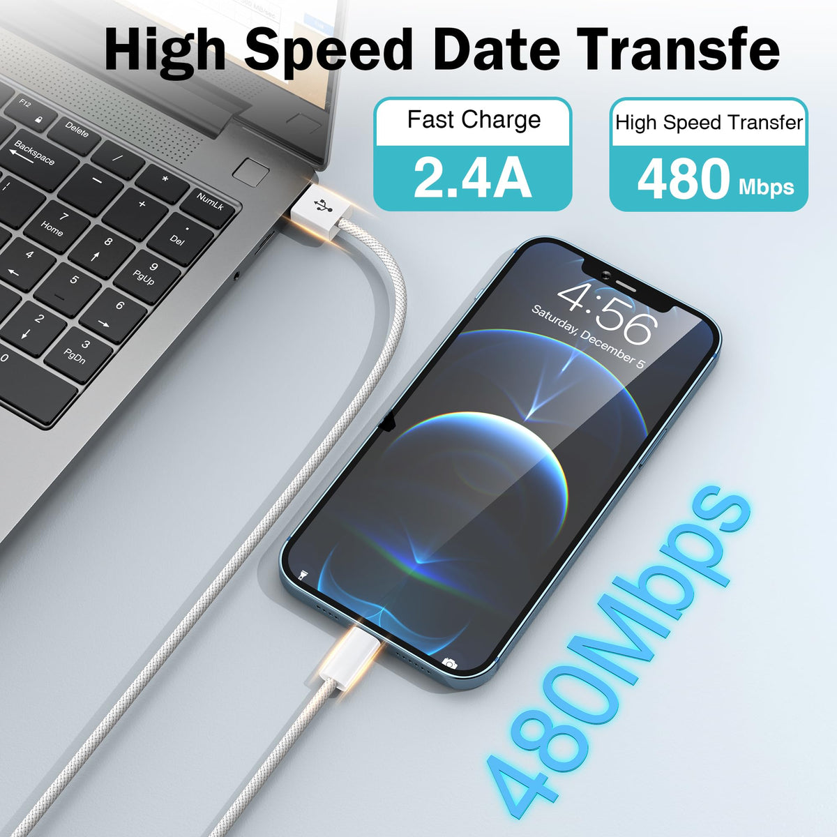 NIBIKIA iPhone Charger Cable 2Pack 1M [Apple MFi] USB to Lightning Cable