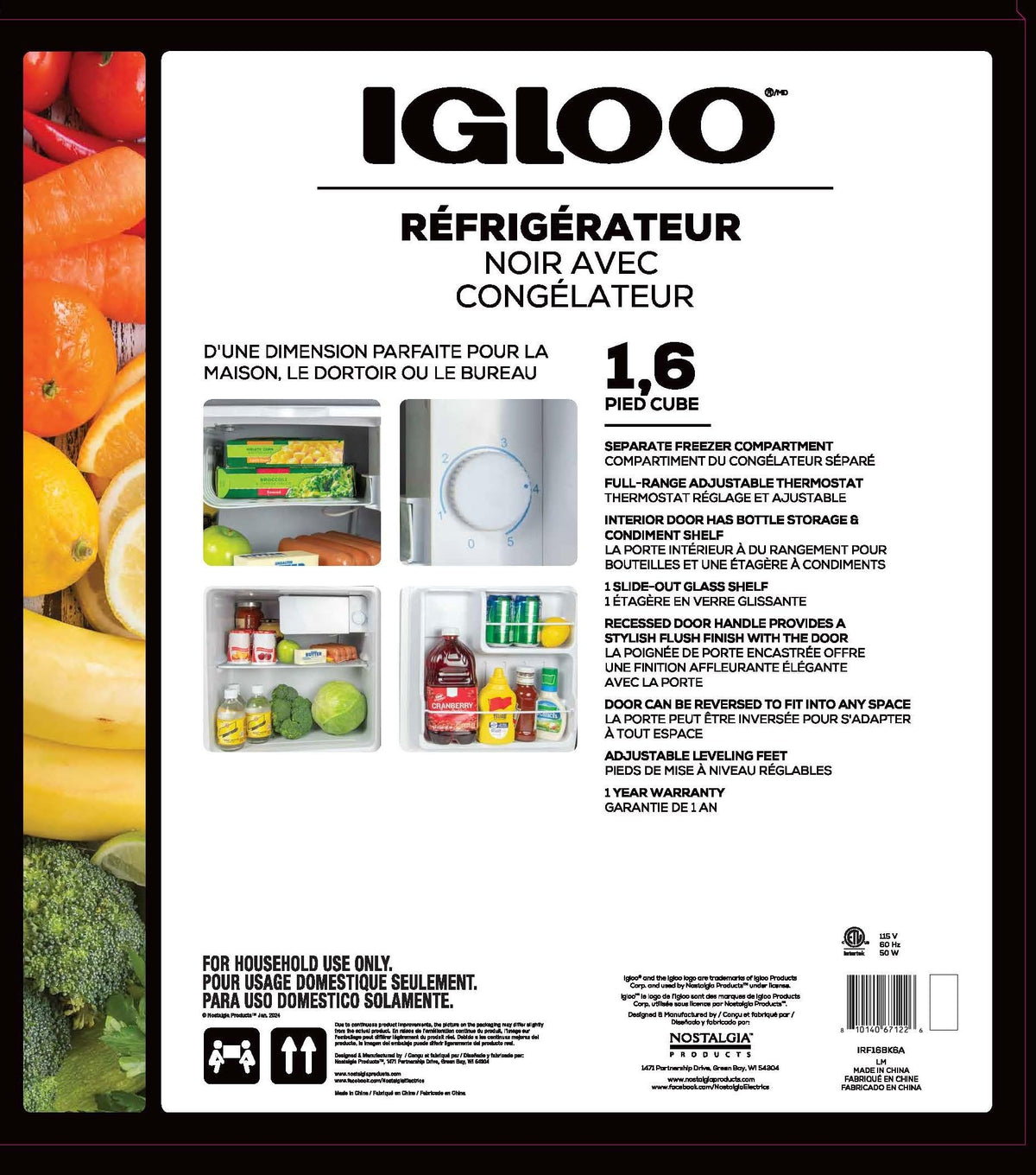 Igloo 2.6 Cu.Ft Mini Fridge with Freezer- Single Door Compact Refrigerator with Glass Shelves for Homes, Dorms & Offices- Keep Snacks, Drinks & Frozen Foods Cool with Temperature Control Fridge- White