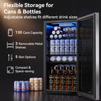 2.5 Cu.Ft Beverage Fridge, Glass Door Mini Fridge, Silver, 96 Can
