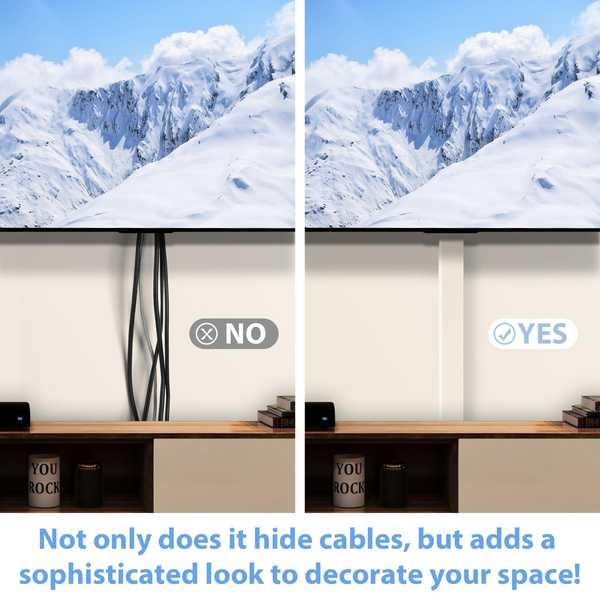 ZhiYo 43" Cord Covers for Wires on Wall, Beige Cord Hider, 0.7" W x 0.4" H