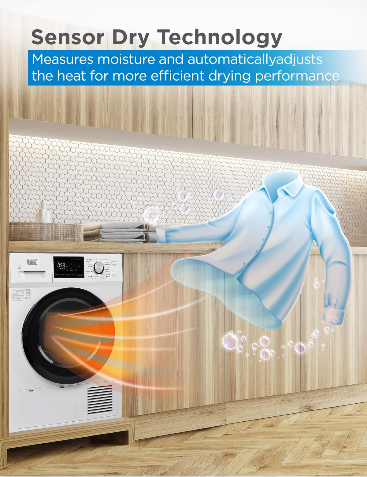 BLACK+DECKER 2.65 Cu. Ft. Portable Dryer, 8.8 lb. Capacity, BCED26, White