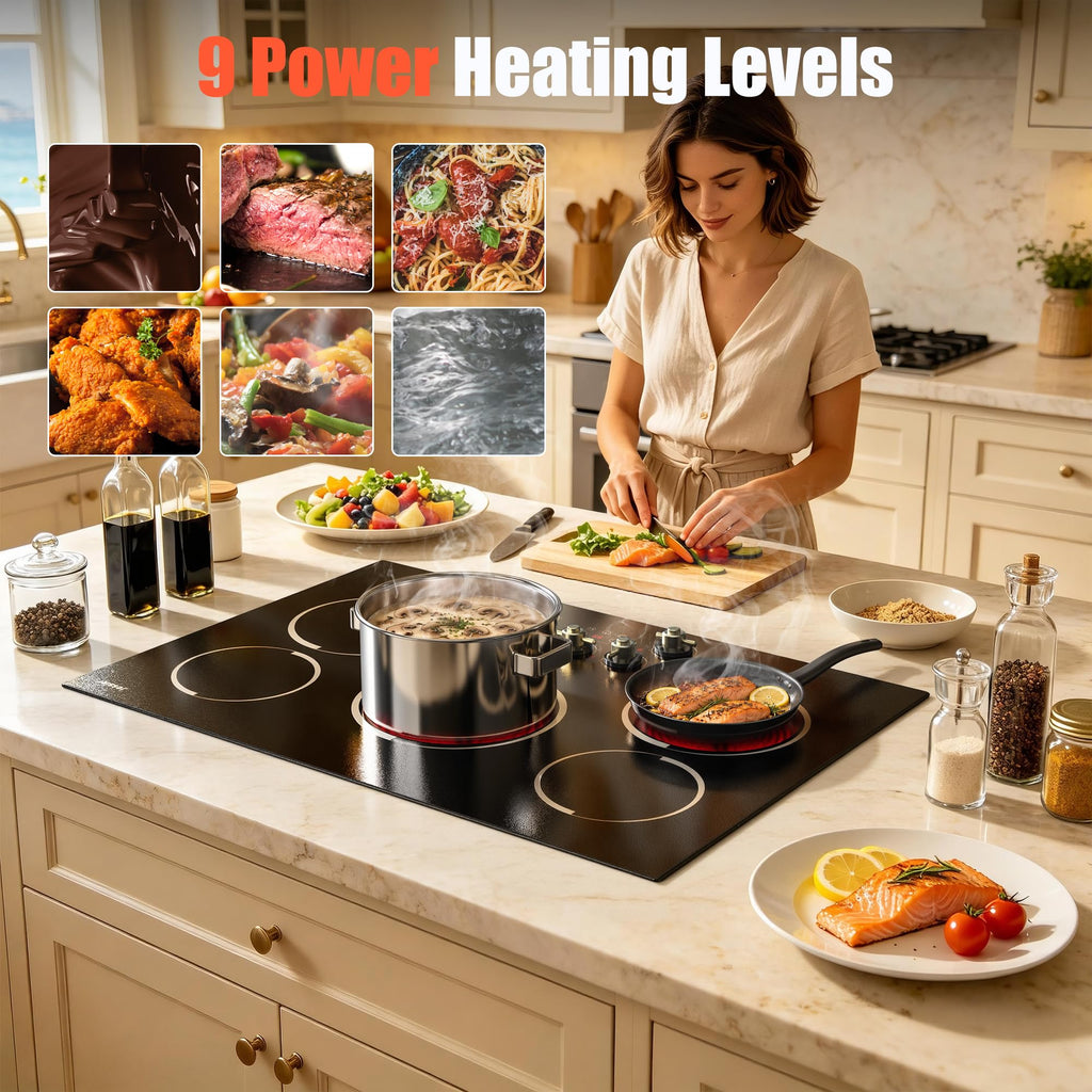 2 Burner Electric Cooktop 110V 2000W Countertop or Built-in