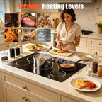 2 Burner Electric Cooktop 110V 2000W Countertop or Built-in