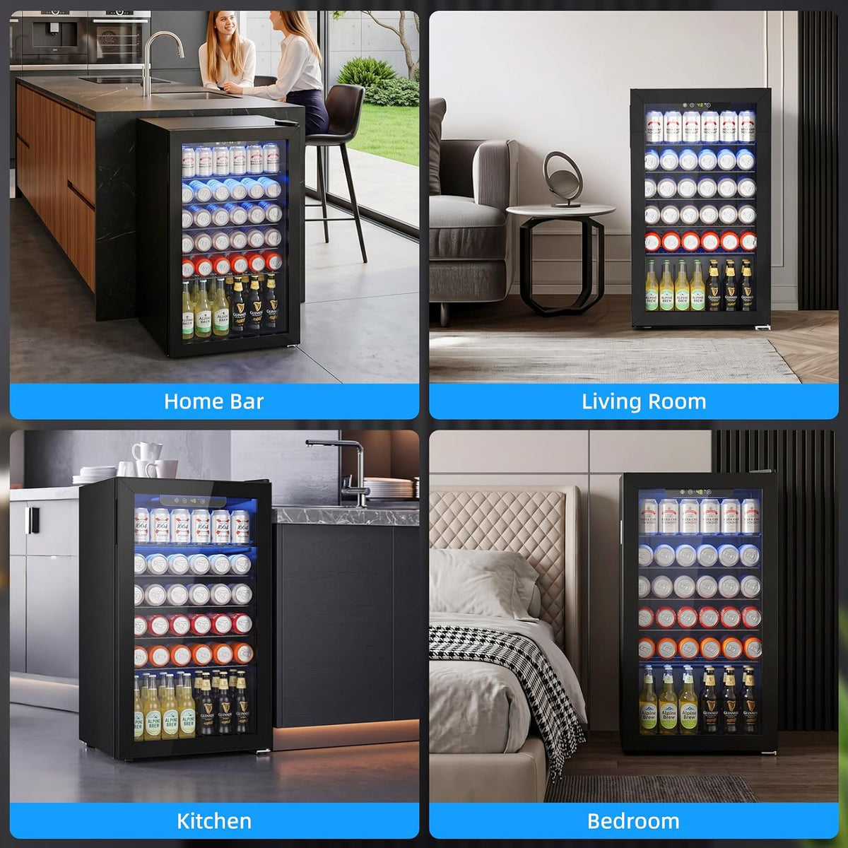 Antarctic Star Beverage Refrigerator Cooler 68 Can, Mini Fridge with Glass Door for Beer Drinks Wine,Freestanding Small Fridge with Electronic Temperature Control for Home and Bar,1.7 cu.ft